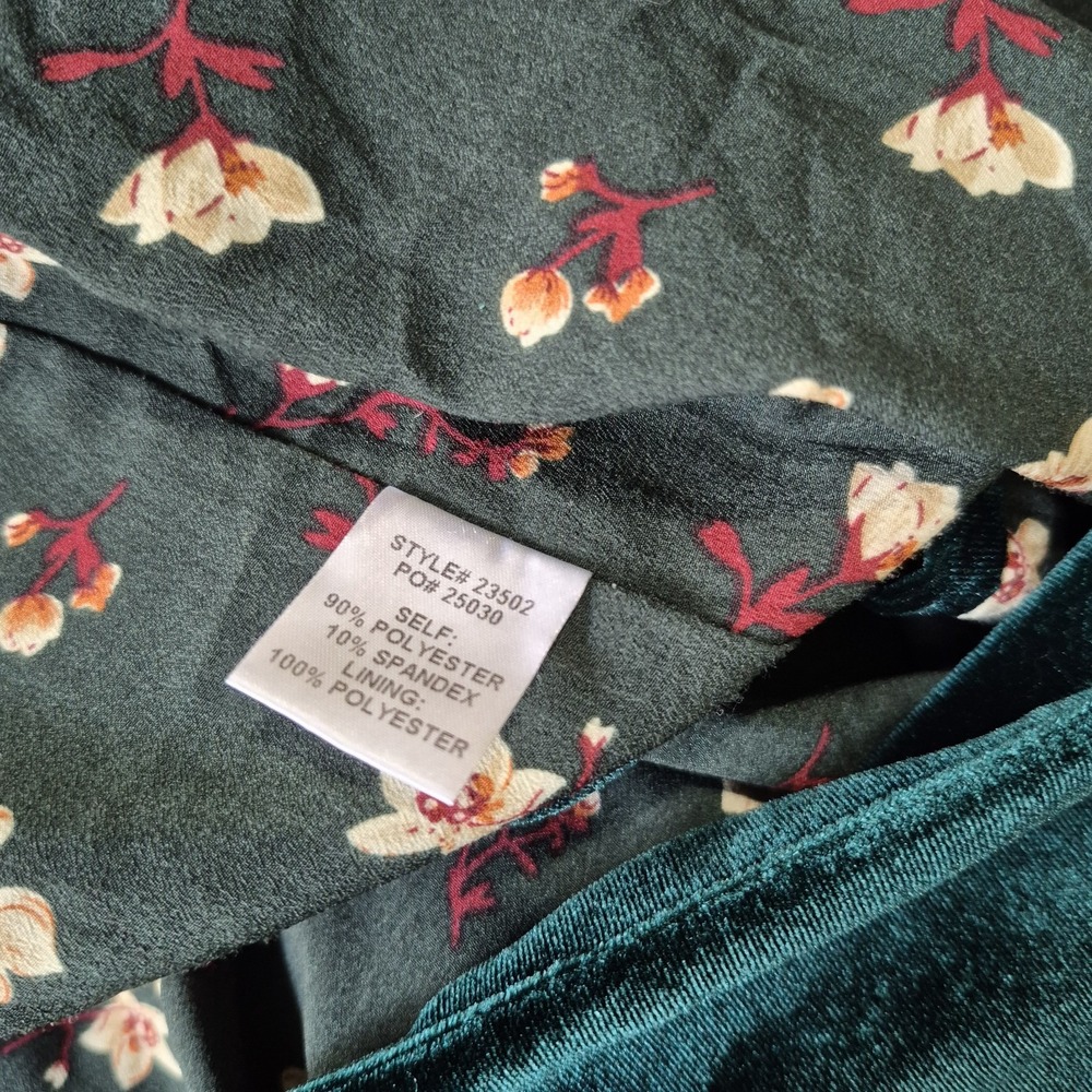Skies Are Blue Velvet Duster Jacket Size Large Emerald Green Long Blazer Holiday - Picture 8 of 13